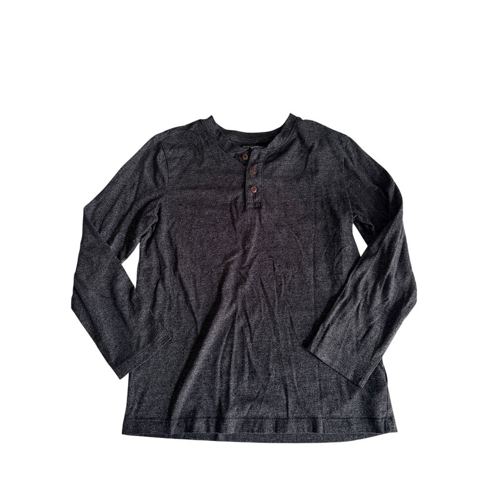 Old Navy Boys' Long Sleeve Grey Henley Shirt - Size Large 10/12